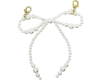 Charm para zapatos con lazo de perla blanca – Accesorio para zapatillas bañado en oro de 18 quilates