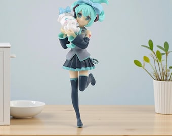 Hatsune Miku x Cinnamoroll Figur, 21 CM Kawaii Sammlermodell, Dekoration im Anime-Stil für Männer Frauen, PVC-Figurendekor