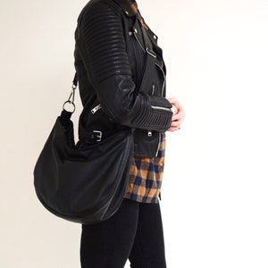 Black Leather Shoulder Crossbody Bag Purse image 2