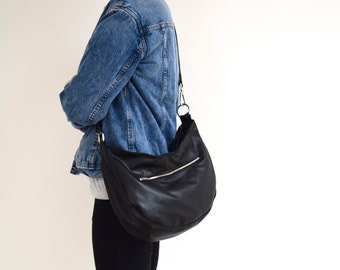 Black Leather Shoulder Crossbody Bag Purse