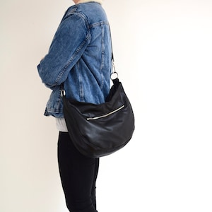 Black Leather Shoulder Crossbody Bag Purse image 1