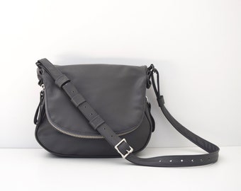 Leather Crossbody Bag Tom Ford Inspired Purse Grey