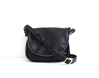 Bolso bandolera pequeño de cuero negro inspirado en Tom Ford Jennifer