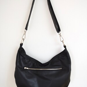 Black Leather Shoulder Crossbody Bag Purse image 3