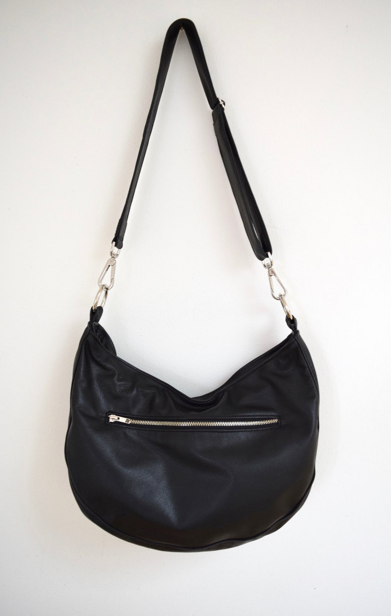Black Leather Shoulder Crossbody Bag Purse image 3