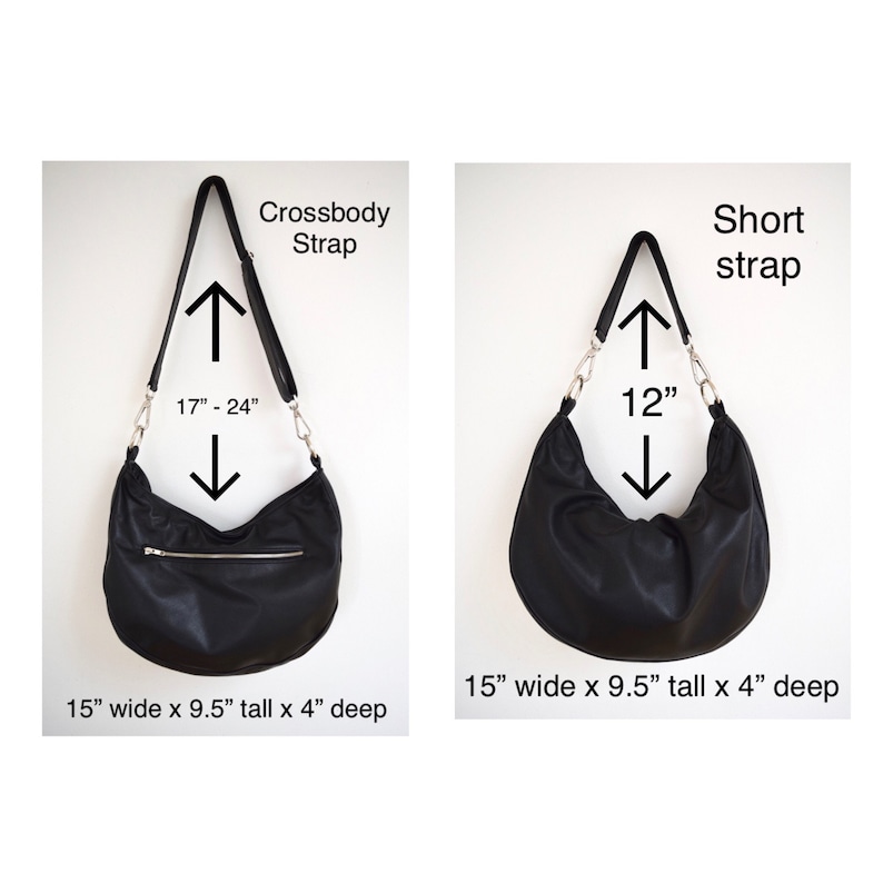 Black Leather Shoulder Crossbody Bag Purse image 5