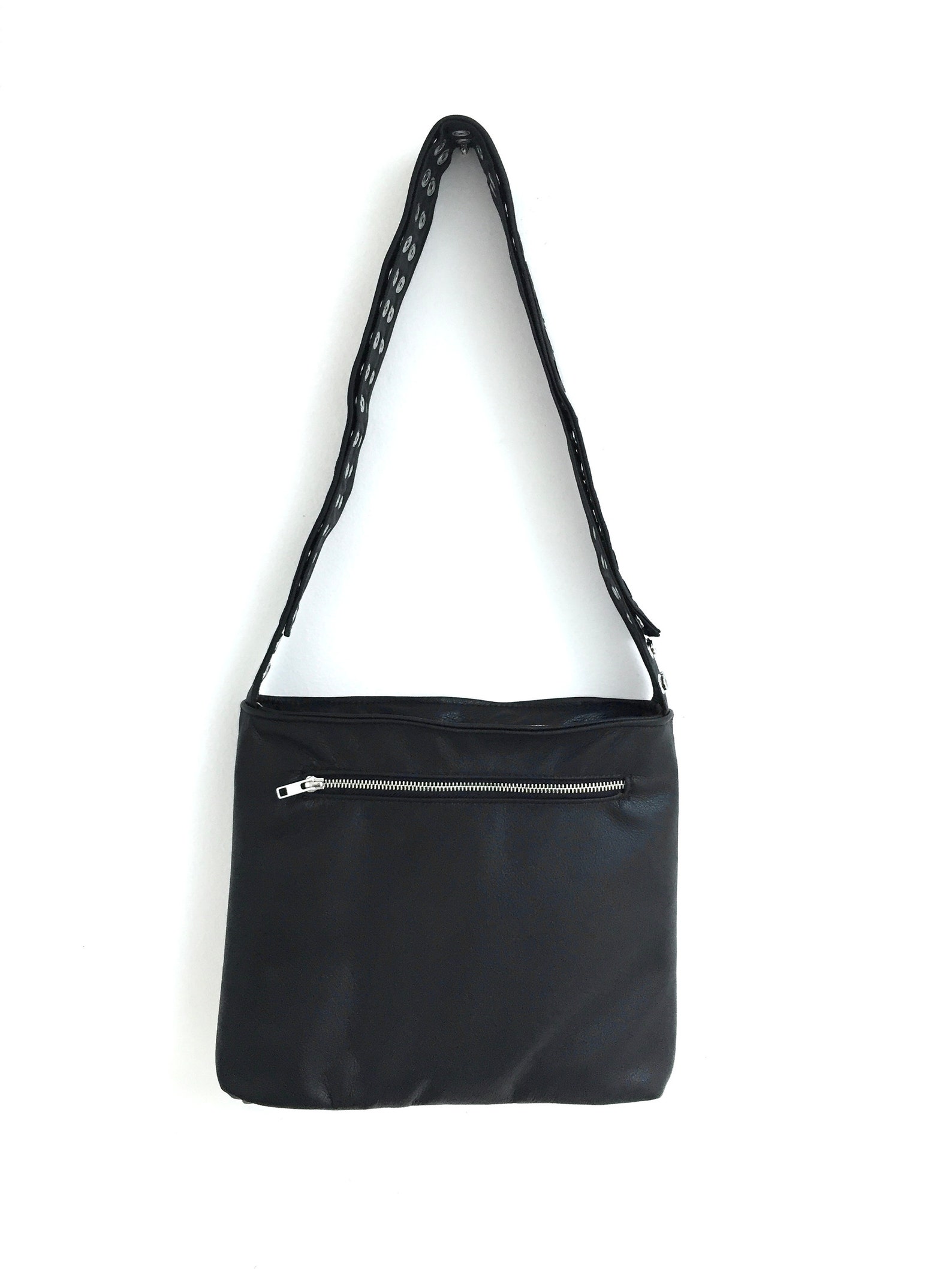 Black Leather Veronica Mars Bag Plain Front & Back Black Etsy