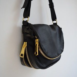 Small Black Leather Crossbody Tom Ford Inspired Jennifer bag image 3