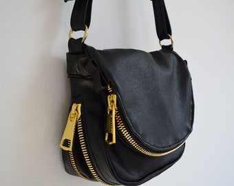 Small Black Leather Crossbody Tom Ford Inspired Jennifer bag