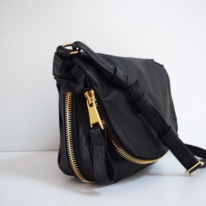 Black Leather Crossbody Tom Ford Inspired Jennifer Purse Bag image 6