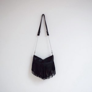 black fringe purse