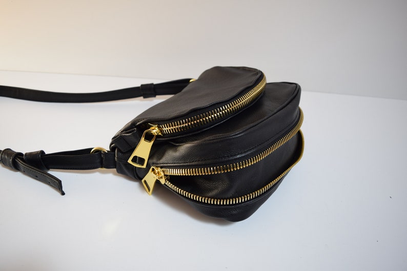 Small Black Leather Crossbody Tom Ford Inspired Jennifer bag image 5
