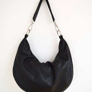 Black Leather Shoulder Crossbody Bag Purse image 7