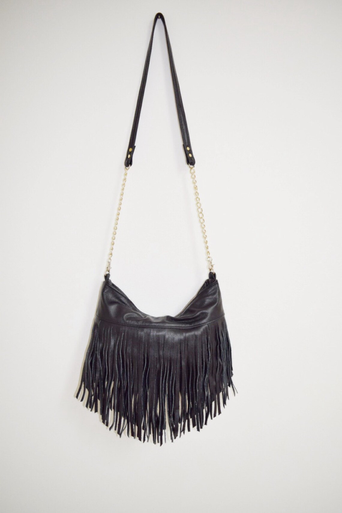 Black Leather Fringe Bag Black Leather Fringe Purse Fringe Etsy Canada