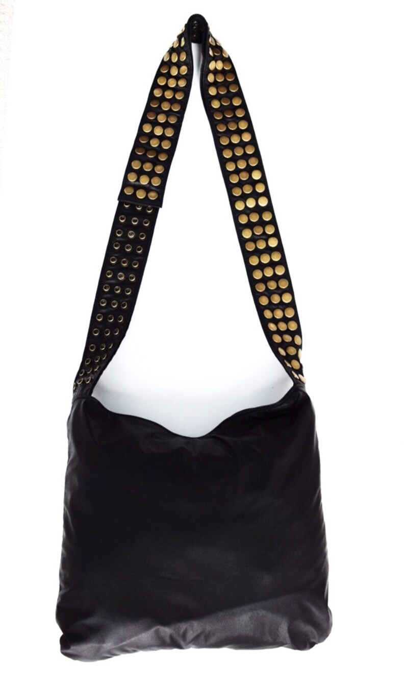 Black Leather Veronica Mars Bag Plain Front & Back Black Etsy