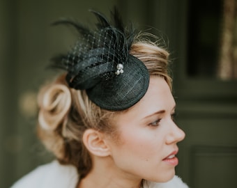 Klassischer Hochzeit Fascinator Haarschmuck - Schwarz