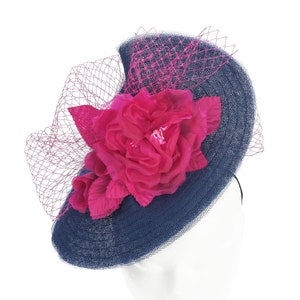 Cappello da occasione rosa fucsia & navy