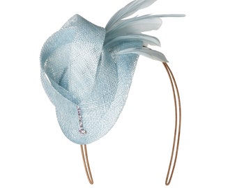 Light blue Art Deco cocktail hat 'Burgh' fascinator made in UK