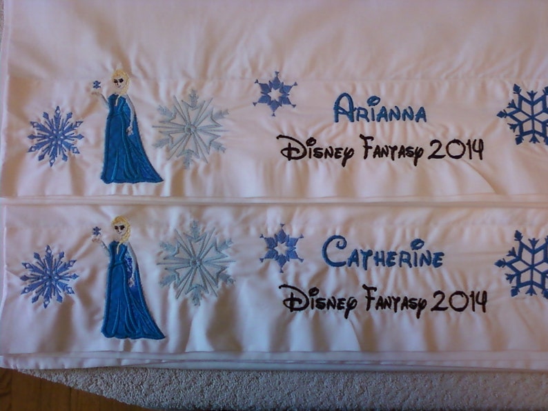 Disney World or Disneyland Disney Elsa with Snowflakes Autograph Pillowcase with ship