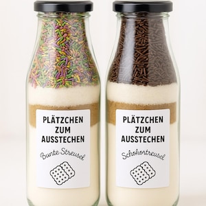 Backmischung im Glas – Plätzchen zum Ausstechen | Geschenkidee | Bunte Streusel, Schokostreusel oder Set