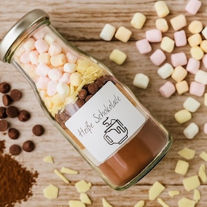 Heiße Schokolade im Glas – Trinkmischung mit Mini-Marshmallows | Geschenkidee für Winter & Weihnachten | Handgemacht | Glück im Glas