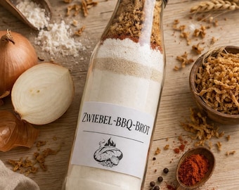 Brotbackmischung Röstzwiebel | BBQ Brot | Geschenkidee | Backmischung im Glas | herzhaftes Brot | Grillbrot | Handmade