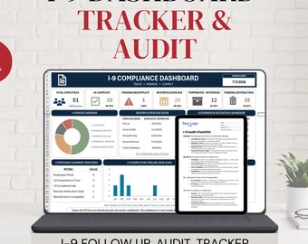 I-9 Compliance Dashboard Tracker & Audit with Editable Checklist in Canva (Digital Download)