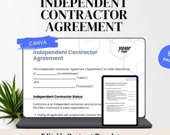 Independent Contractor (Freelancer) Agreement, Editable Legal Contract with Scope of Work and Payment Terms