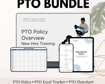 PTO Policy HR Bundle, Editable Templates, Excel Tracker, PowerPoint and Flowchart