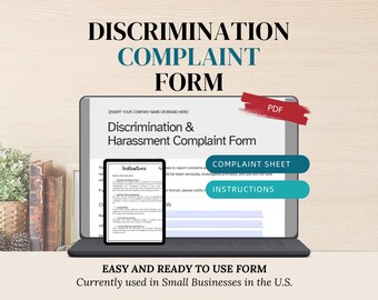 Discrimination Complaint Form and Training Slides with Editable & Fillable PDF – Anti-Discrimination Policy Tool