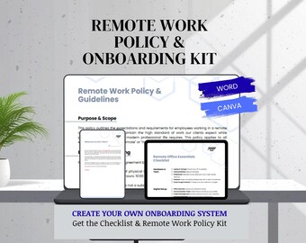 Remote Work Policy & Onboarding Kit – Editable WFH, Welcome Letter, Checklist (Digital Download)