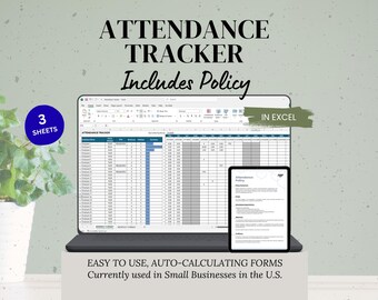 Employee Attendance Tracker Excel Template with Policy (Digital Download)