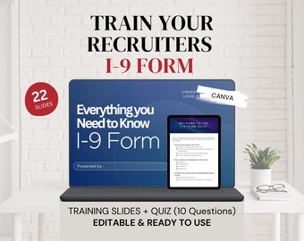 I-9 Form Training Presentation & Quiz – Editable Recruiter Training Slides, Canva and PDF Download