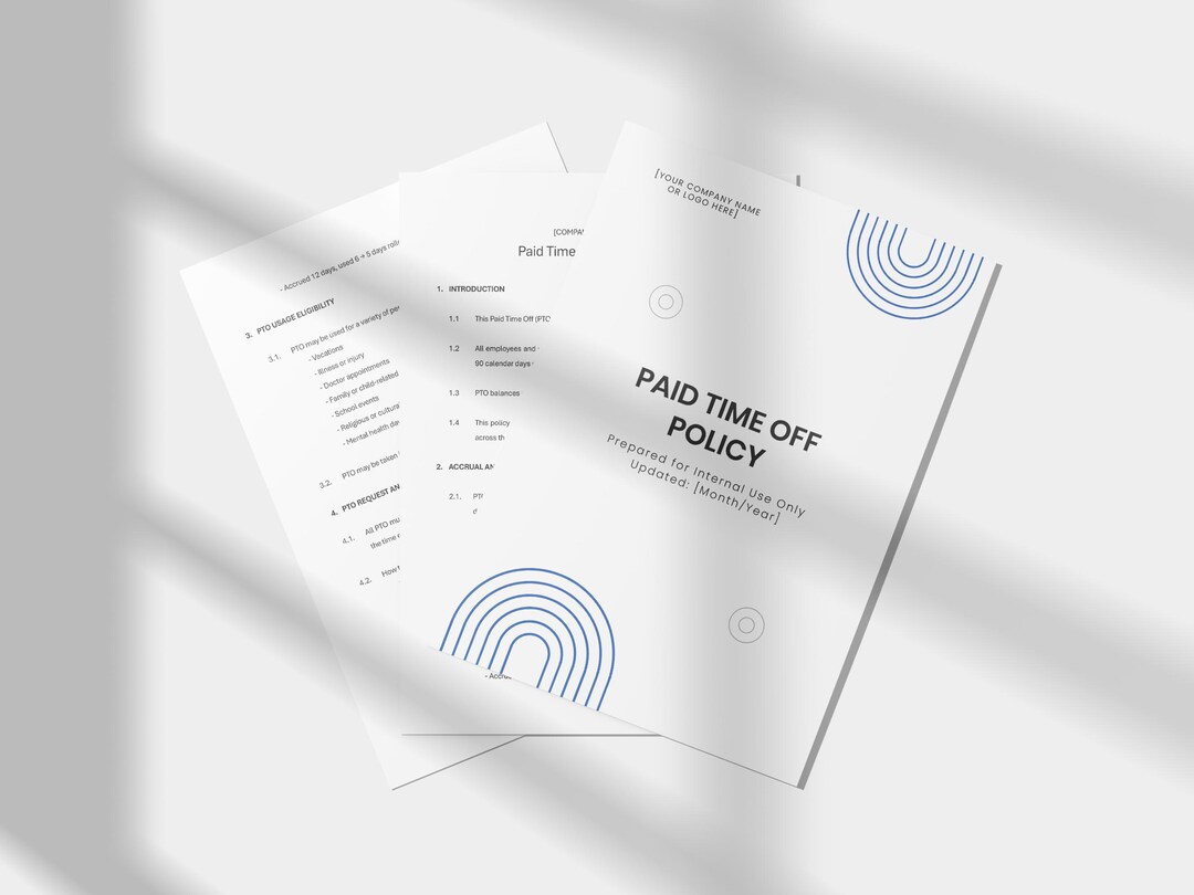 Paid Time off (PTO) Policy Template, Editable HR Document, Small