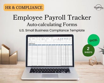 Employee Payroll Tracker Excel Spreadsheet, Small Business Auto-Calculator (Digital Download)