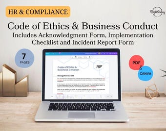 Code of Conduct Policy, Acknowledgment, Checklist, Incident Form (Editable PDF & Canva)