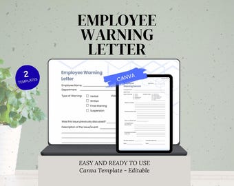 Employee Warning Letter & HR Record Template Kit (Canva + PDF)