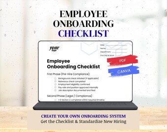 Employee Onboarding Checklist Template - New Hire Process Tracker (PDF + Canva)