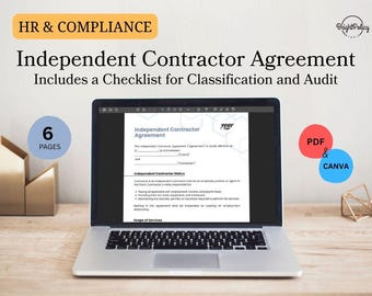 Independent Contractor (Freelancer) Agreement, Editable Legal Contract with Scope of Work and Payment Terms