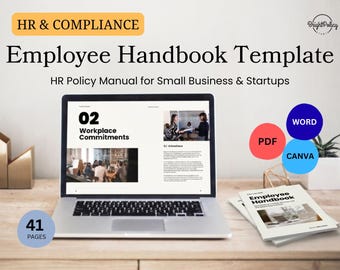 Editable Employee Handbook Template (Canva, PDF, Word) for Small Business HR Policy