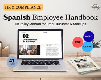 Employee Handbook / Manual del Empleado Template – Editable Canva Template, PDF, and Word (Only Spanish)