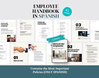 Employee Handbook / Manual del Empleado Template Editable Canva Template, PDF, and Word (Only Spanish)