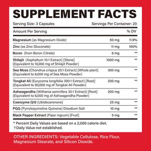 Cápsulas de Shilajit: Ashwagandha, Musgo Marino, Tongkat Ali, Boro - 60 Cápsulas Veganas imagen 6