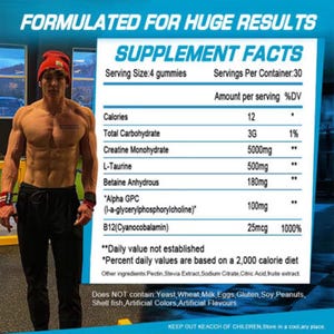 Creatine Monohydrate Gummies 5g – Vegan, Blueberry Flavor, Muscle & Workout Recovery Support image 8