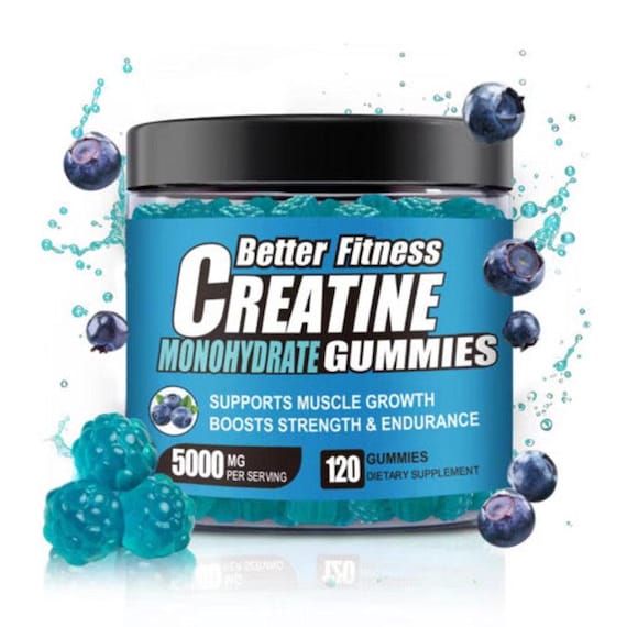 Creatine Monohydrate Gummies 5g – Vegan, Blueberry Flavor, Muscle & Workout Recovery Support