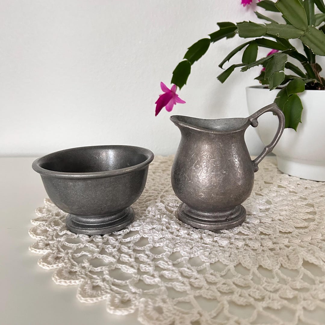 RWP Pewter Creamer & Sugar Bowl Set | USA Made Colonial Farmhouse ...