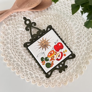 Fruit & Sun Cast Iron Tile Trivet and Wall Hanging