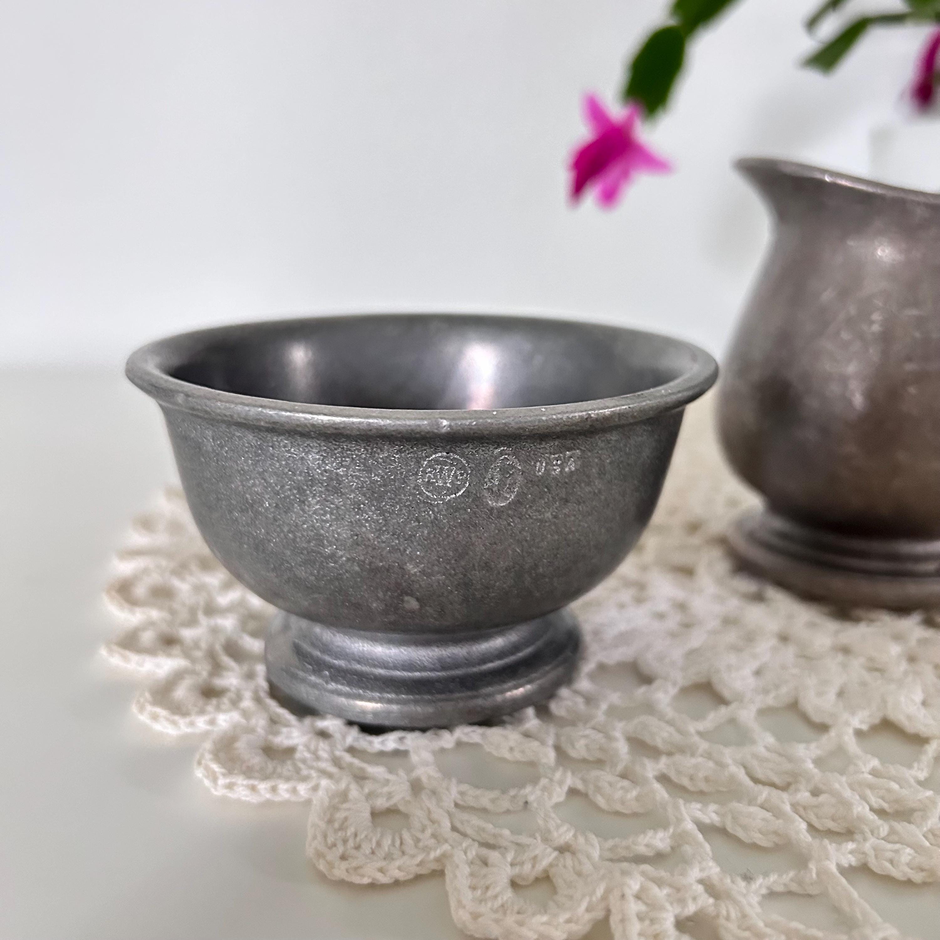 RWP Pewter Creamer & Sugar Bowl Set | USA Made Colonial Farmhouse ...