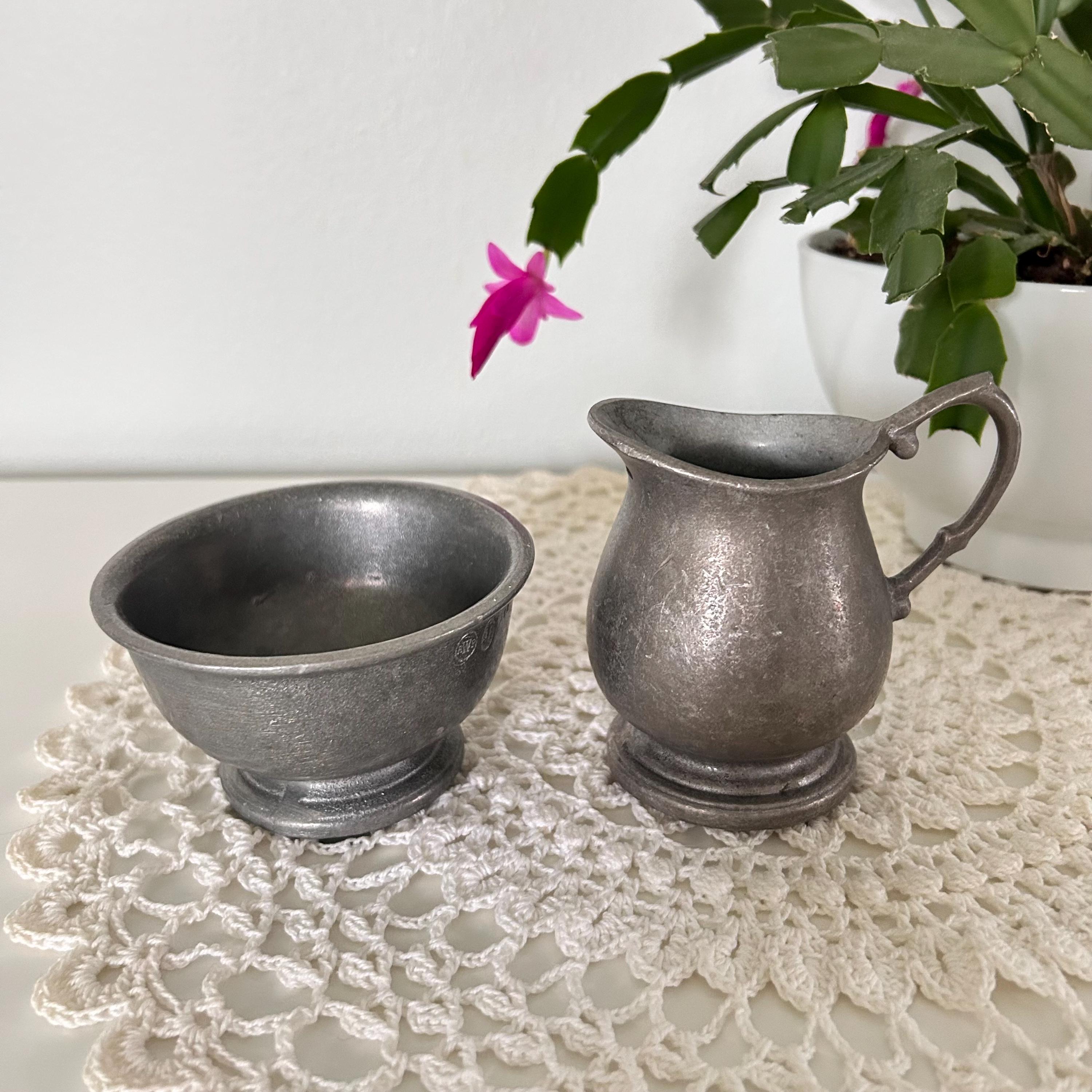 RWP Pewter Creamer & Sugar Bowl Set | USA Made Colonial Farmhouse ...