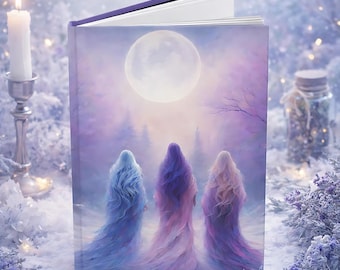 Mystic Moonlit Sisters Hardcover Journal, Witch, Purple Fantasy Dream Notebook